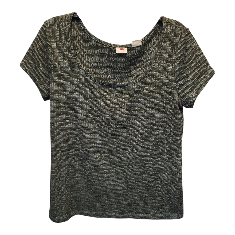 Womens Levi's Green Ribbed Fitted Short Sleeve T-Shirt - Size XL